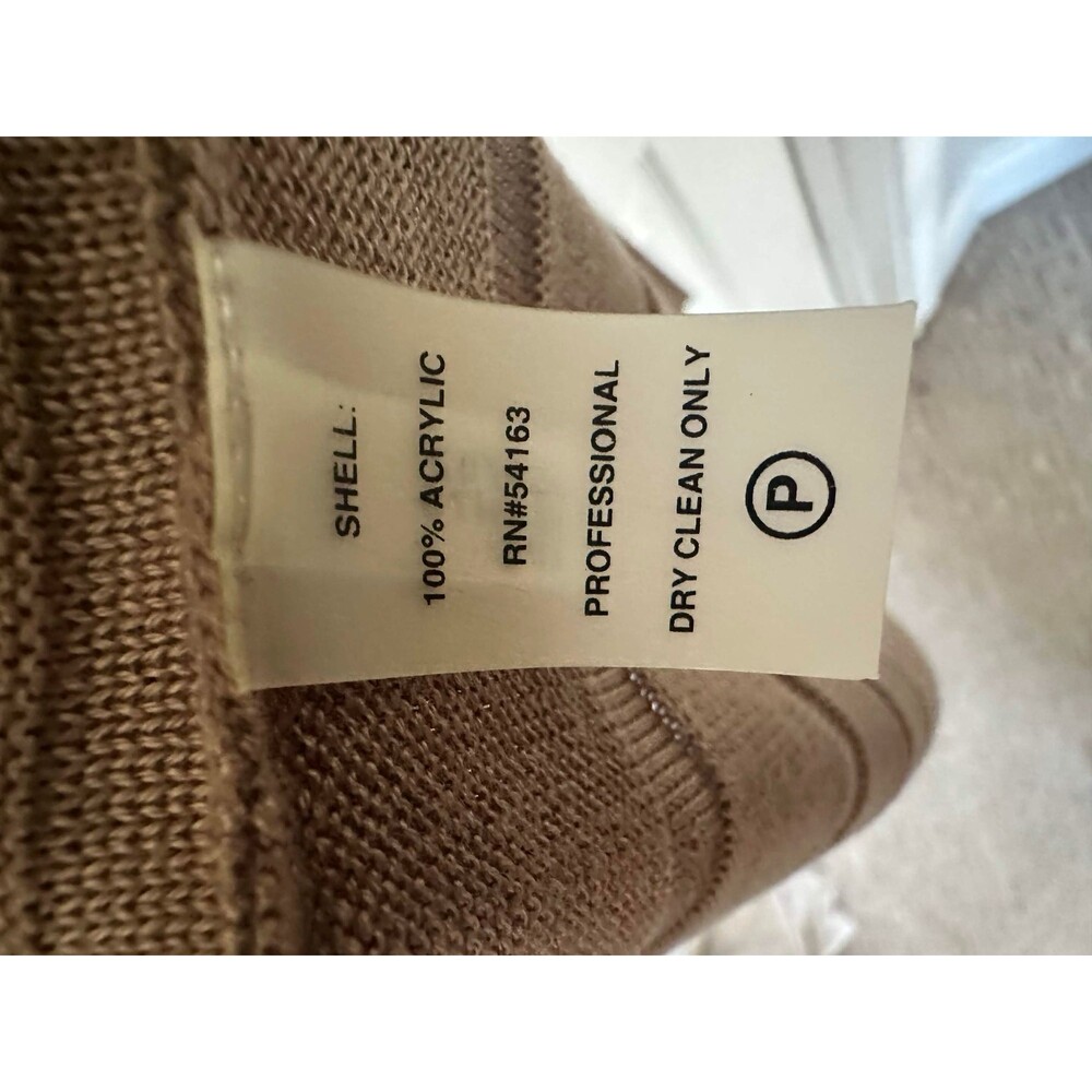 Calvin Klein Taupe Ribbed Cable Knit Fit Flare Classic Sweater Dress Pleated L - Picture 7 of 7